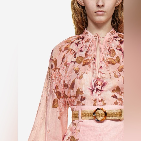 SOLD!! Zimmermann Women's Rosa Floral Tie-Neck Blouse Size 1 US 6-8 New - Picture 3 of 16